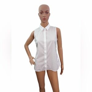 Talbots Women’s Size 4P Wrinkle Resistant Sleeveless White Button Up Top